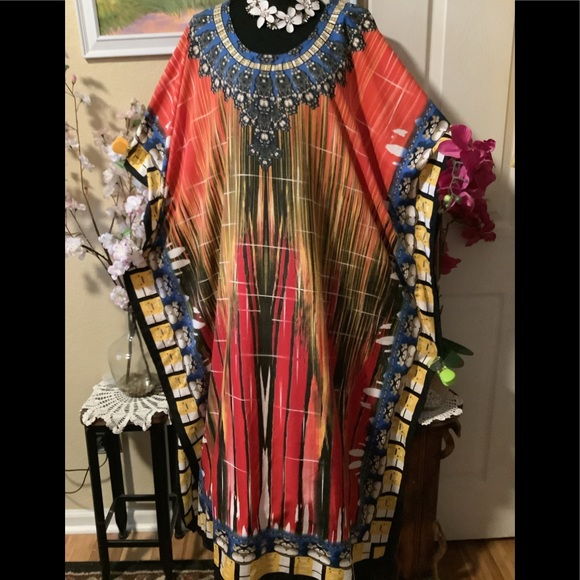 🌻NWT WINLAR MULTICOLOR COVERUP/CAFTAN DRESS - Picture 5 of 12